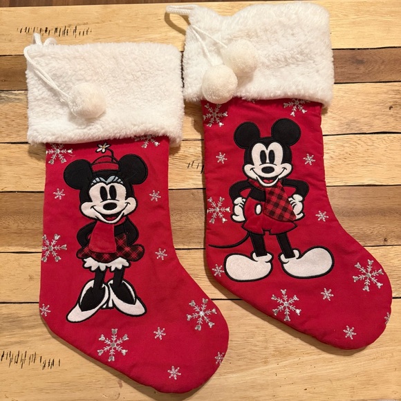 Disney Other - Disney Red Mickey and Minnie Holiday Stockings